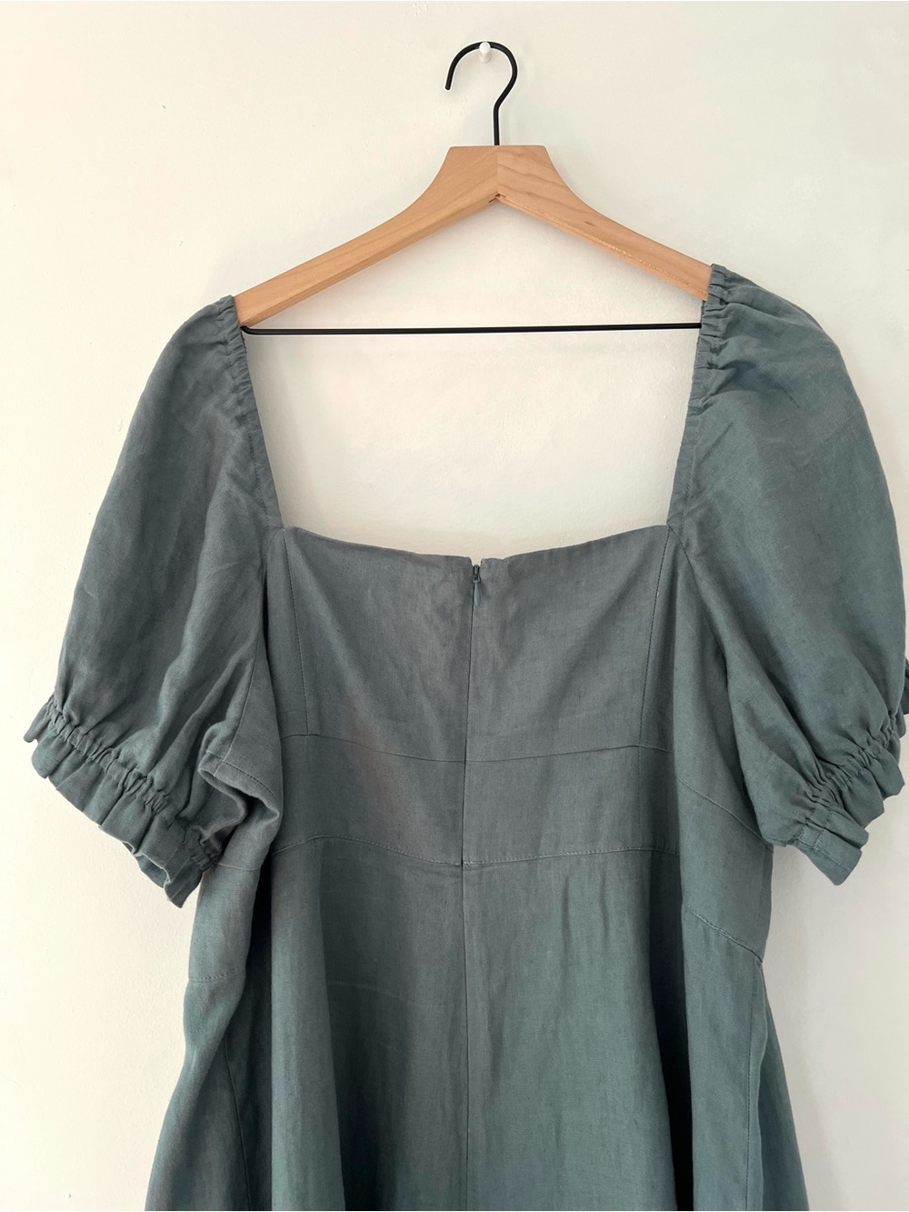 Boden linen sweetheart neck midi dress puff sleeve prairie cottagecore 16 - Picture 10 of 13